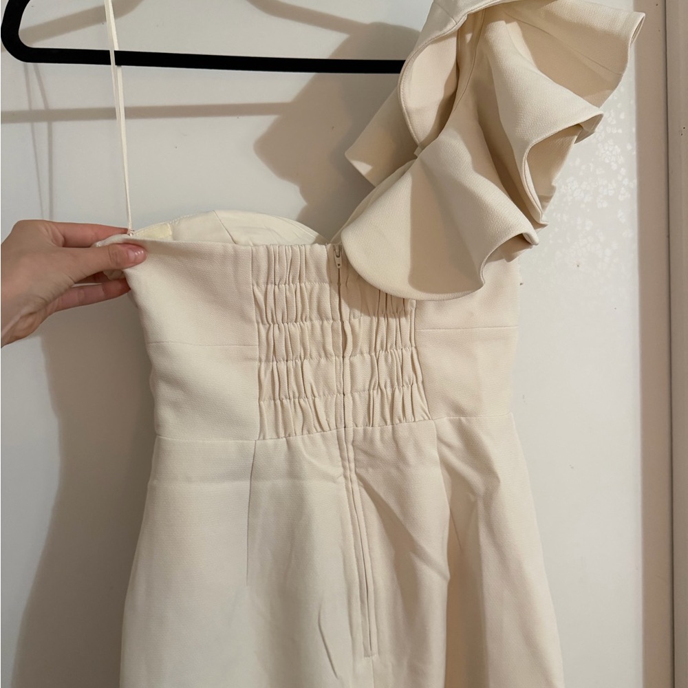 NWT KEEPSAKE the Label Creme One-Shoulder Ruffle Dress